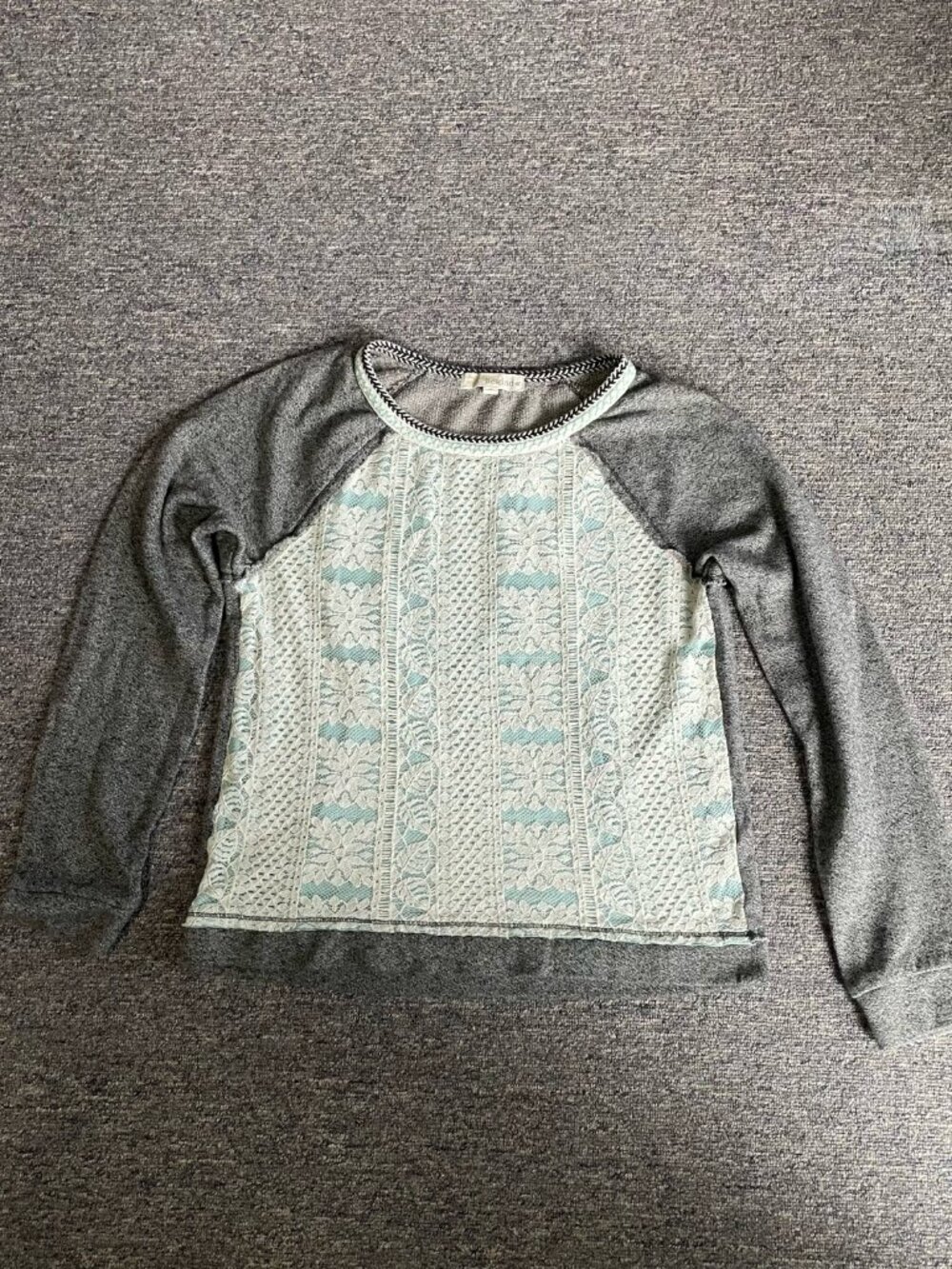 Rewind Sweater Lace Front Gray Long Sleeve Women's Size S